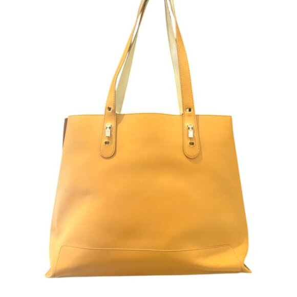 Lamarthe Paris Tan Leather Tote Bag With Silver-Tone Hardware Elegant Italy - Picture 1 of 7